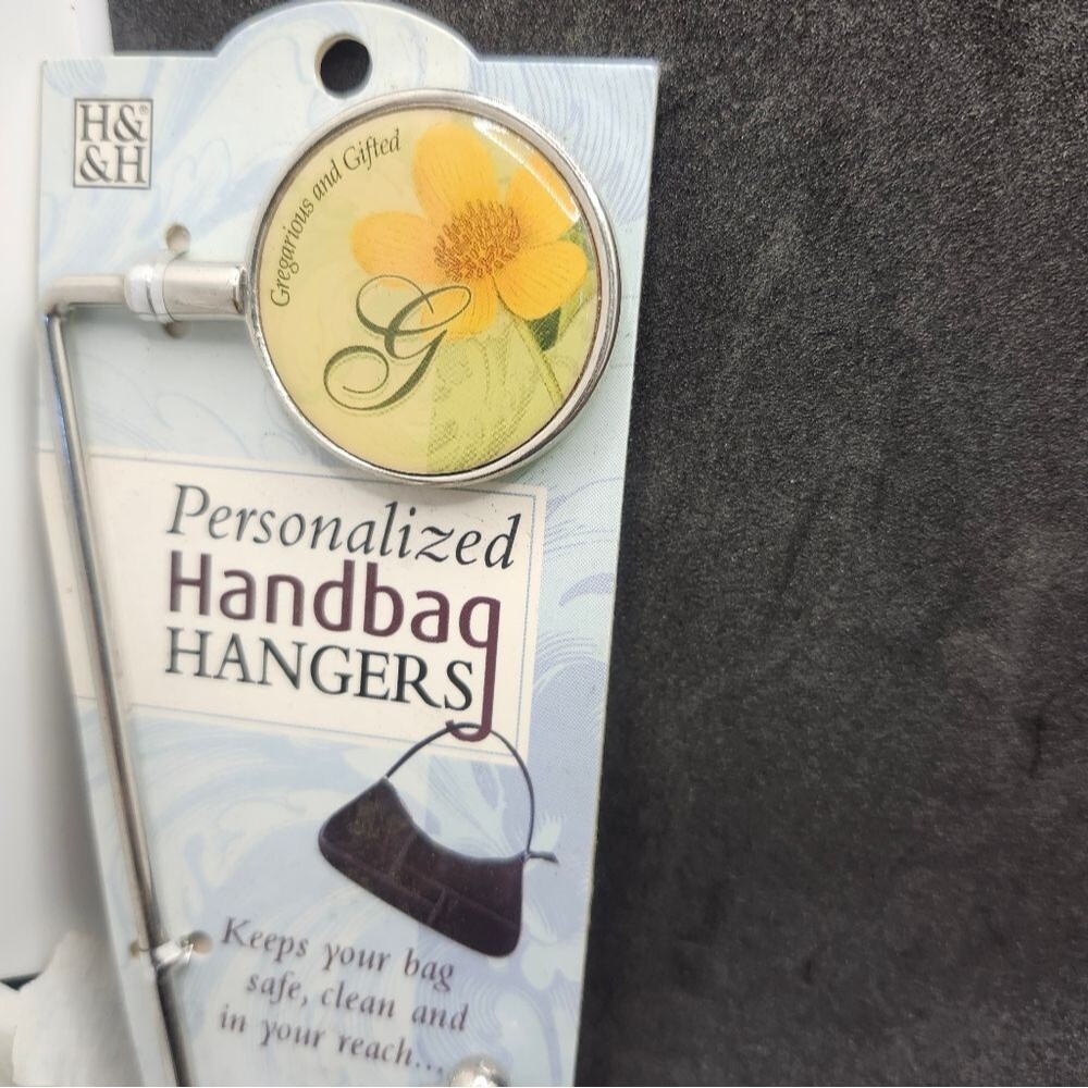 H&H Letter “G” Personalized Handbag Hanger – Floral Purse Hook – Monogram Handba